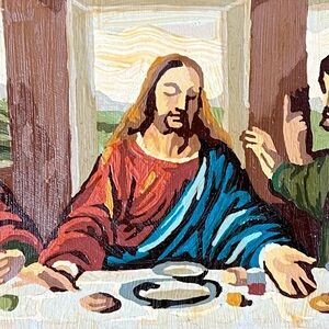 VTG Paint by Number The Lord‘s Supper PBN Christian Framed Art Craft Handmade